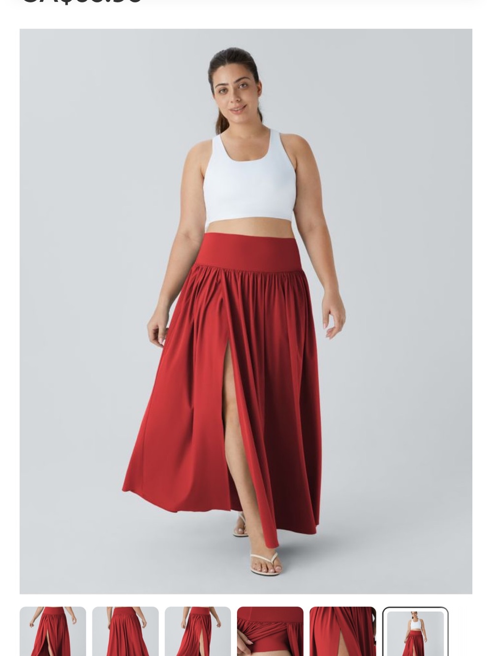 HALARA Red High-Waist Maxi Skirt with Front Slit